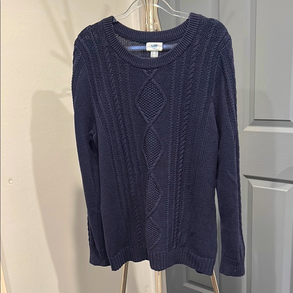 Old‎ Navy Blue Crew Neck Cable Knit Sweater